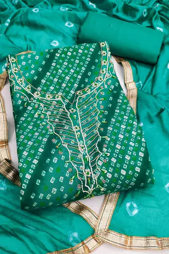 firozi color smart and ethnic jam cotton fabric beautiful ceremonial suit for girls