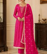 pink color smart and ethnic jam cotton fabric beautiful ceremonial suit for girls