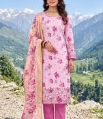 pink color smart and ethnic jam cotton fabric beautiful ceremonial suit for girls