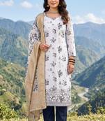 blue color smart and ethnic jam cotton fabric beautiful ceremonial suit for girls