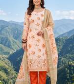 orange color smart and ethnic jam cotton fabric beautiful ceremonial suit for girls
