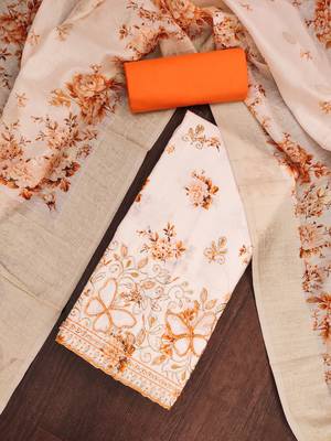 orange color smart and ethnic jam cotton fabric beautiful ceremonial suit for girls 2