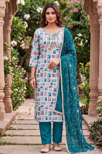 multi color smart and ethnic jam cotton fabric beautiful ceremonial suit for girls
