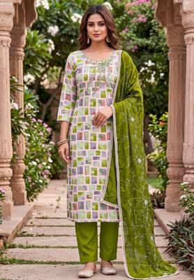 multi color smart and ethnic jam cotton fabric beautiful ceremonial suit for girls 1