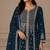 Teal color georgette fabric beautiful ceremonial palazzo suit for girls