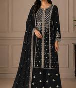 Black color georgette fabric beautiful ceremonial palazzo suit for girls