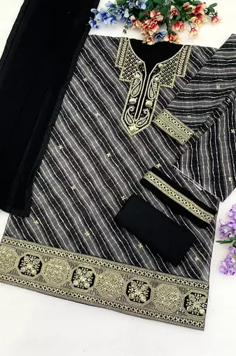 Black color georgette fabric designer embroidery work ceremonial sharara dress for girls