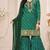 Green color georgette fabric designer embroidery work ceremonial sharara dress for girls