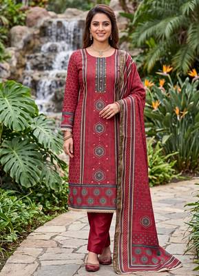 maroon color smart and ethnic cotton  fabric elegant salwar kameez for girls 1