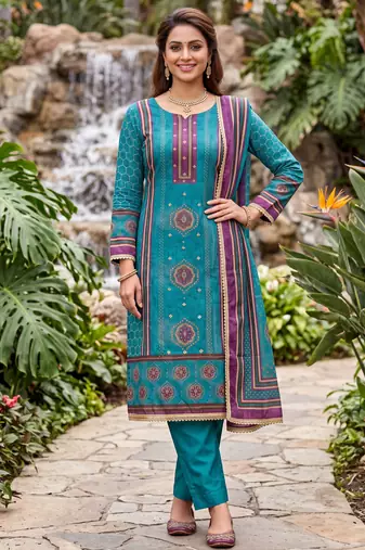 blue color smart and ethnic cotton  fabric elegant salwar kameez for girls