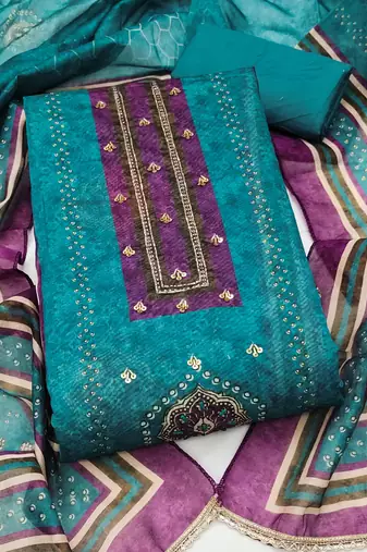 blue color smart and ethnic cotton  fabric elegant salwar kameez for girls