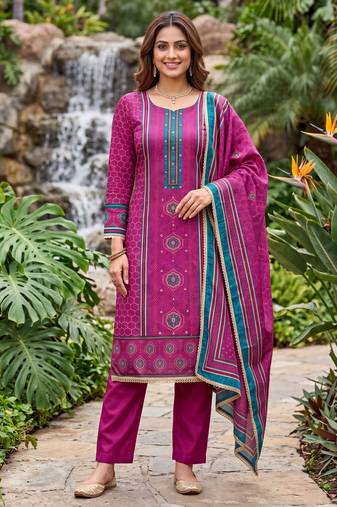 pink color smart and ethnic cotton  fabric elegant salwar kameez for girls