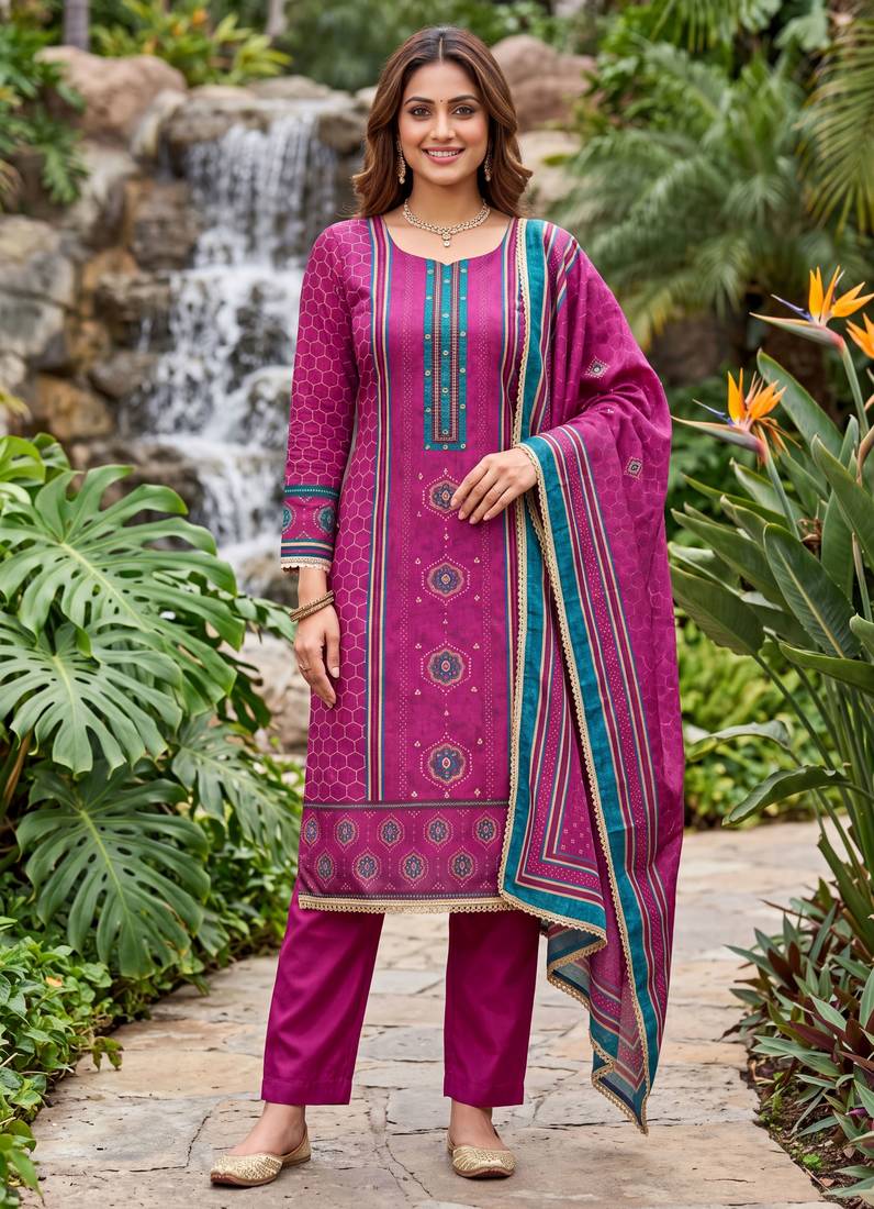 pink color smart and ethnic cotton  fabric elegant salwar kameez for girls