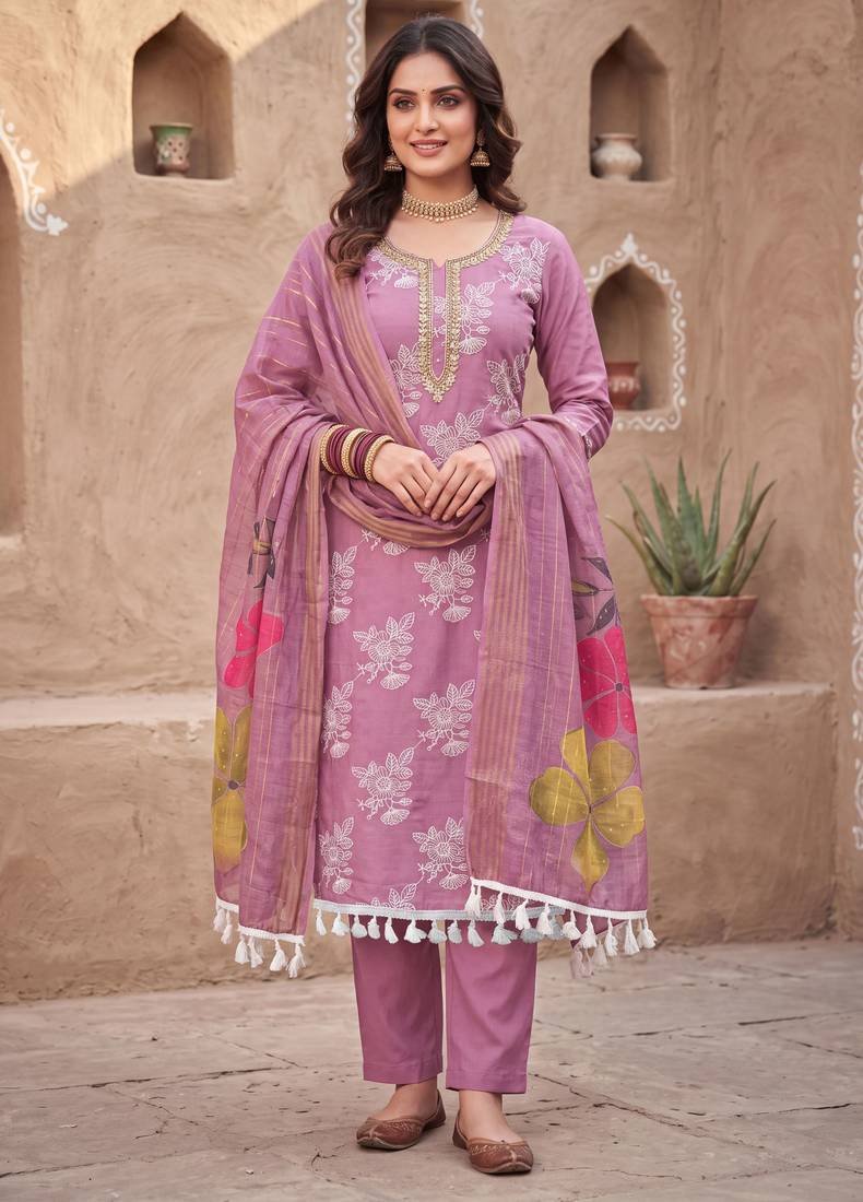 purple color smart and ethnic cotton  fabric elegant salwar kameez for girls