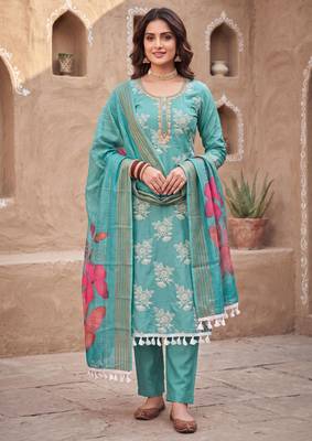 blue color smart and ethnic cotton  fabric elegant salwar kameez for girls 1