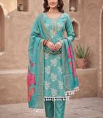 blue color smart and ethnic cotton  fabric elegant salwar kameez for girls