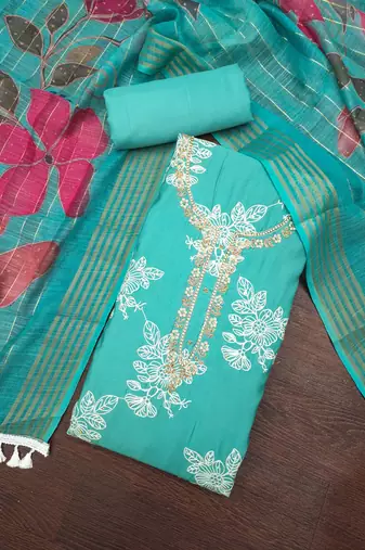 blue color smart and ethnic cotton  fabric elegant salwar kameez for girls
