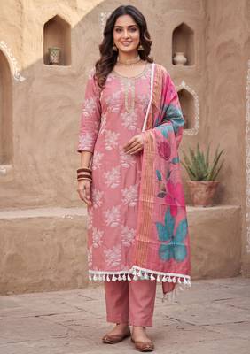 pink color smart and ethnic cotton  fabric elegant salwar kameez for girls 1