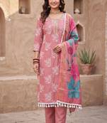 pink color smart and ethnic cotton  fabric elegant salwar kameez for girls