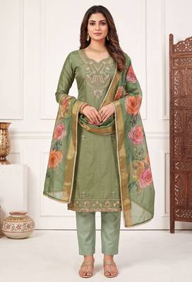 pista color smart and ethnic cotton  fabric elegant salwar kameez for girls 1