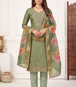 pista color smart and ethnic cotton  fabric elegant salwar kameez for girls
