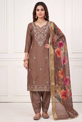 brown color smart and ethnic cotton  fabric elegant salwar kameez for girls 1