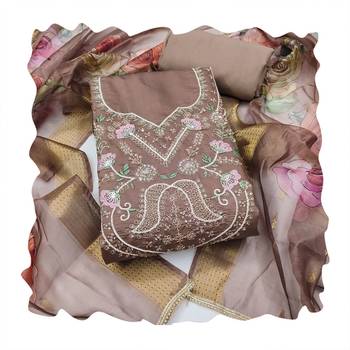 brown color smart and ethnic cotton  fabric elegant salwar kameez for girls 2