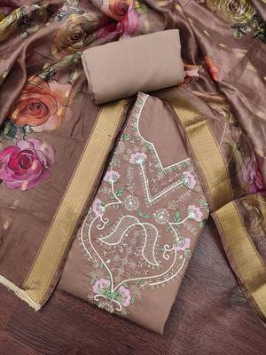 brown color smart and ethnic cotton  fabric elegant salwar kameez for girls 3