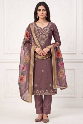 purple color smart and ethnic cotton  fabric elegant salwar kameez for girls 1