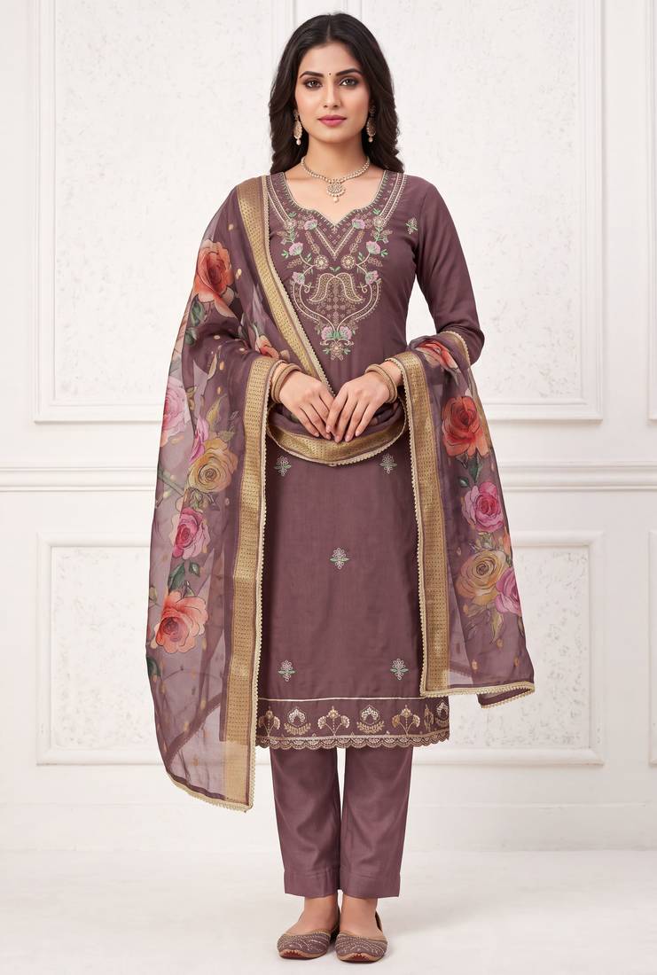 purple color smart and ethnic cotton  fabric elegant salwar kameez for girls