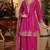 Pink color smart and ethnic chinon fabric designer embroidered partywear palazzo suit