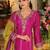 Pink color smart and ethnic chinon fabric designer embroidered partywear palazzo suit