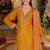 Yellow color smart and ethnic chinon fabric designer embroidered partywear palazzo suit