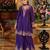 Purple color smart and ethnic chinon fabric designer embroidered partywear palazzo suit