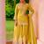Yellow color smart and ethnic looks heavy ceremonial palazzo dress for treny girls