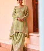 Pista color smart and ethnic looks heavy ceremonial palazzo dress for treny girls