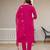 Pink color viscose silk fabric embroidered work kurta set