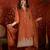 Rust color smart and ethnic silk fabric embroidered partywear suit