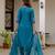 Firozi color viscose silk fabric embroidered work kurta set