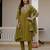 Mehendi color viscose silk fabric embroidered work kurta set