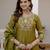 Mehendi color viscose silk fabric embroidered work kurta set