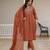 Rust color viscose silk fabric embroidered work kurta set