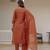 Rust color viscose silk fabric embroidered work kurta set