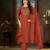 Rust color marina silk fabric thread embroidered ethnic fancy kurta set