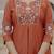Rust color viscose silk fabric embroidered work kurta set