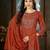 Rust color marina silk fabric thread embroidered ethnic fancy kurta set