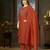 Rust color marina silk fabric thread embroidered ethnic fancy kurta set