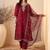 Maroon color smart and fancy silk blend embroidered readymade salwar kameez