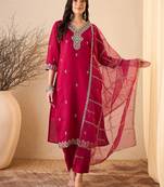 Pink color smart and fancy silk blend embroidered readymade salwar kameez