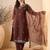 Coffee color smart and fancy silk blend embroidered readymade salwar kameez